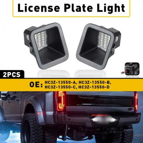 For Ford 2017- Super F-350 Duty F-250 License White F-450 Light LED Plate 2X