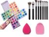 SKINPLUS Eyeshadow Palette 60 Color + 10 Pieces Makeup Brushes Set with Blender Sponge and Brush Cleaner - Multicolor
