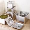Stainless Steel Square Seasoning Box with Handles Heavy-Duty Storage Container for Lard Sauces Condiments Rust-Proof Spice Box for Home Commercial