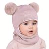 1-4 Years Kids Winter Hat Scarf Set - Sweet Bear Knitted Ear Flap, Warm Soft Integrated Cap, Hand Washable Toddler Accessory