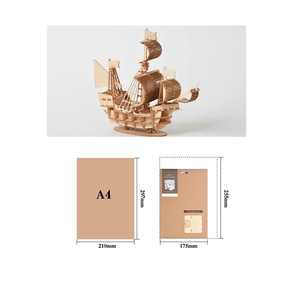 Totority 3D Wooden Puzzle Train Craft 3D Puzzle Assembly Educational Brain Gift for Boys and Girls 3-Piece Set Car, Boat, - Kit, Toy, Paintable,