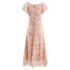 Summer European and American Women's Clothing Pink Medium and Long Printed Dress