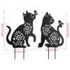 1/2Pcs Metal Cat Garden Decors Black Cat Silhouettes Outdoor Cat Stakes for Outdoor Animal Sculpture Decorations