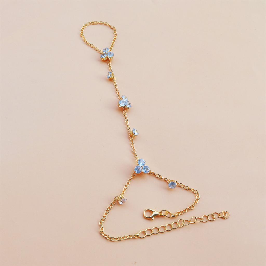European And American Popular Crystal Finger Bracelet Simple Geometric Back Chain Hand Ins Style Party Bracelet