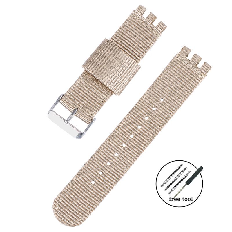 Cinturino in Tessuto di Tela Intrecciata da 17 mm 19 mm 20 mm per Orologio Swatch, Braccialetto Militare Sportivo da Uomo a Rilascio Rapido