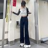 Women's Spring New High Waisted Slimming Fashion Everything Straight Leg Denim Wide Leg Pants