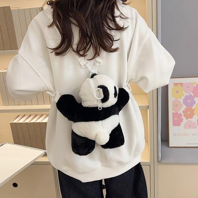 Panda Plush Bag Cute Girl Student Soft Girl Messenger Bag 2025 New Doll Doll Backpack