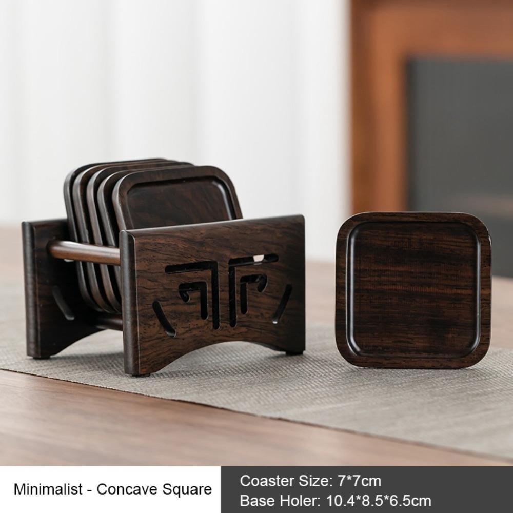 Heat Resistant Cup Pad Black Sandalwood Tea Tray High-End Cup Mat  Tea Table Minimalist - C