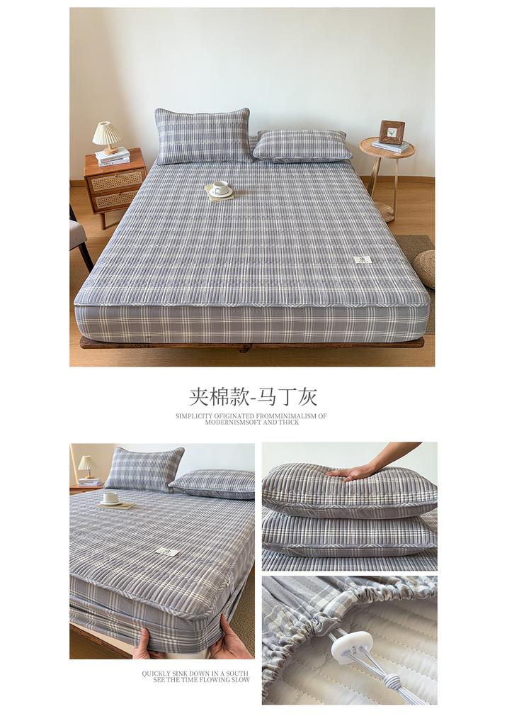 Sleeping grid all cotton color woven washed cotton grid sandwiched cotton bedding sheet