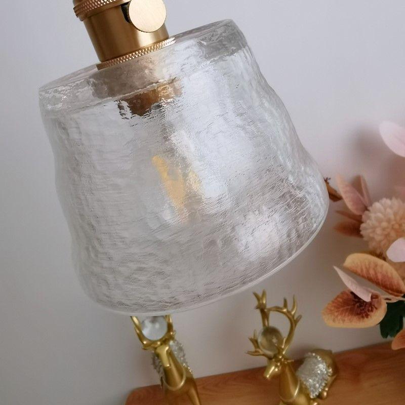 Japanese Walnut Brass Glass Pendant Light for Bar, Restaurant, Bedside, Display, Entrance, Study, Bedroom