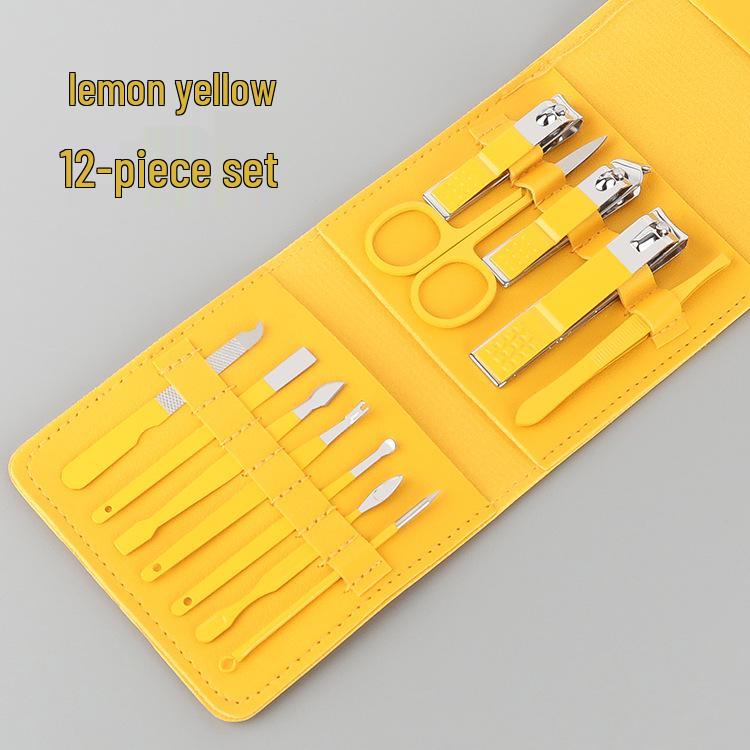 16-Piece Matcha Green Manicure Set: Nail Clippers, Scissors & Tools In Folding Bag