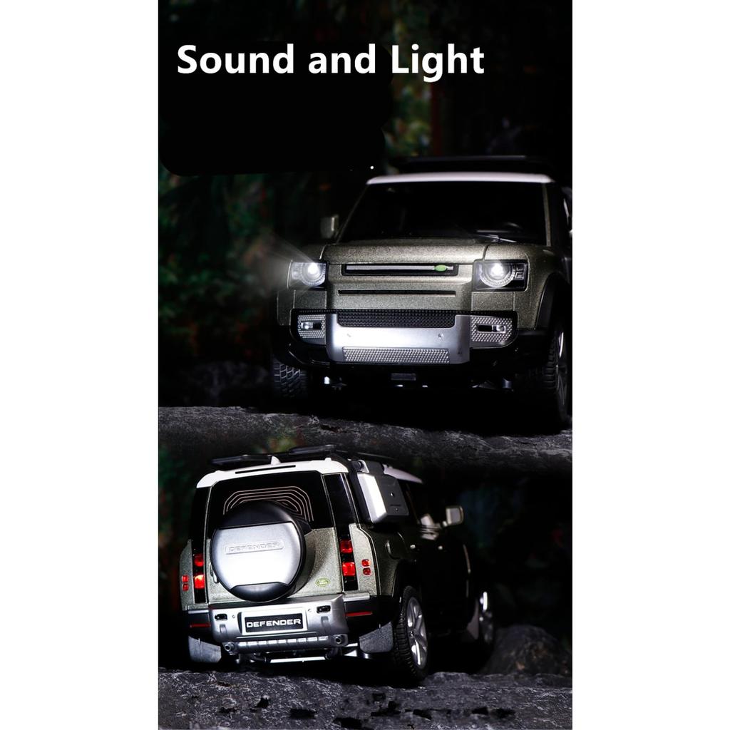 1/18 Range Rover Defender SUV Alloy Car Model Diecast Metal Toy Off-road Vehicles Car Model Sound and Light Simulation Gift