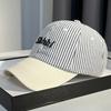 Big Head Circumference Striped Baseball Cap Letter Embroidered Cotton Baseball Cap  Girl