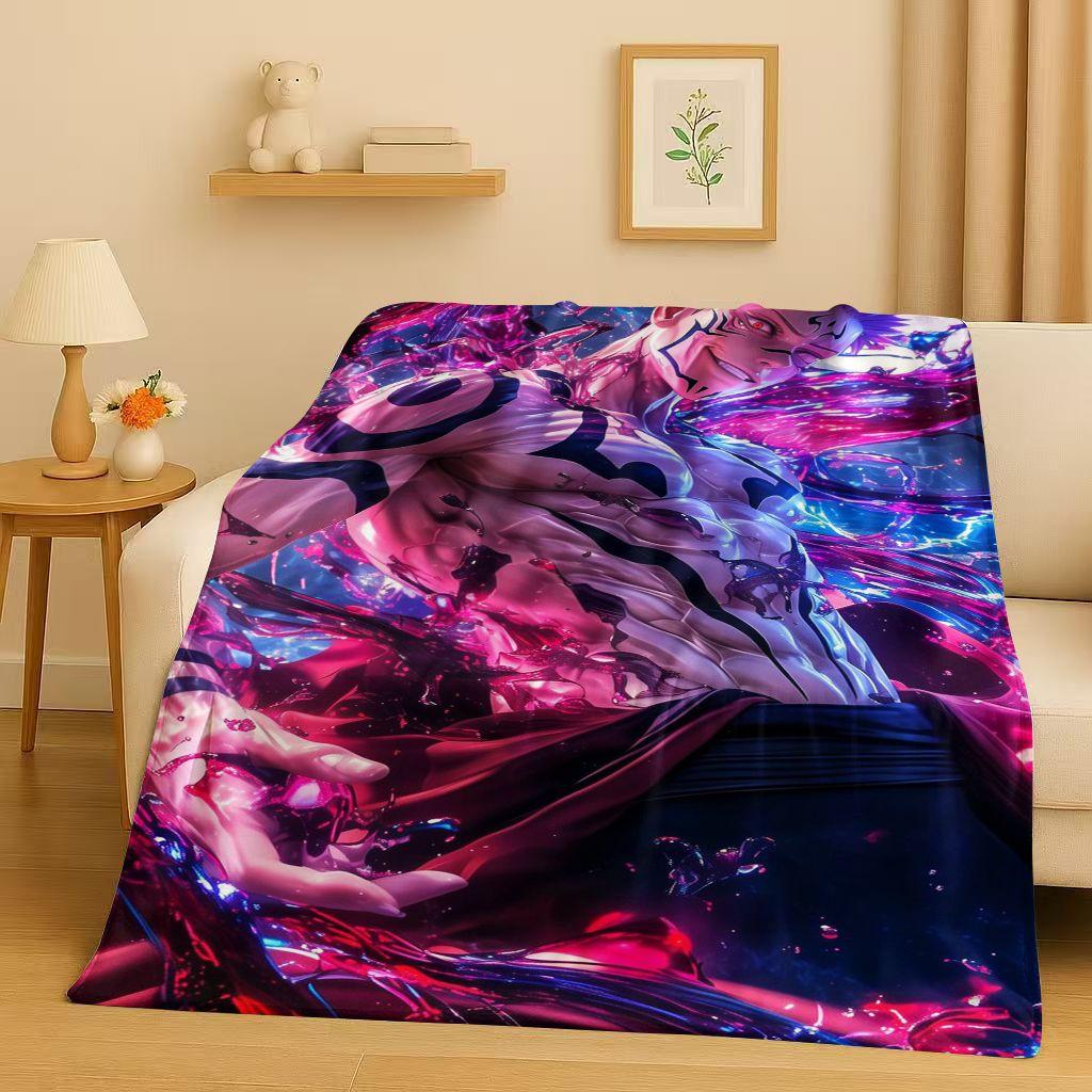 Anime Jujutsu Kaisen Cartoon Itadori Yuj Flanelldecke, Ultraweiche Warme Plüschdecke für Zuhause Schlafzimmer Bett Sofa Abdeckung Kindergeschenk