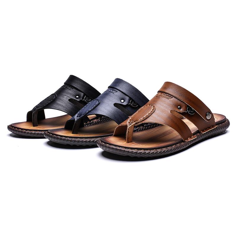 Fashion FUQIAO Summer New Style Men's Sandals Leather Soft Bottom Leisure Men Shoes Sandals Recommend Zandalias Para Hombre Verano