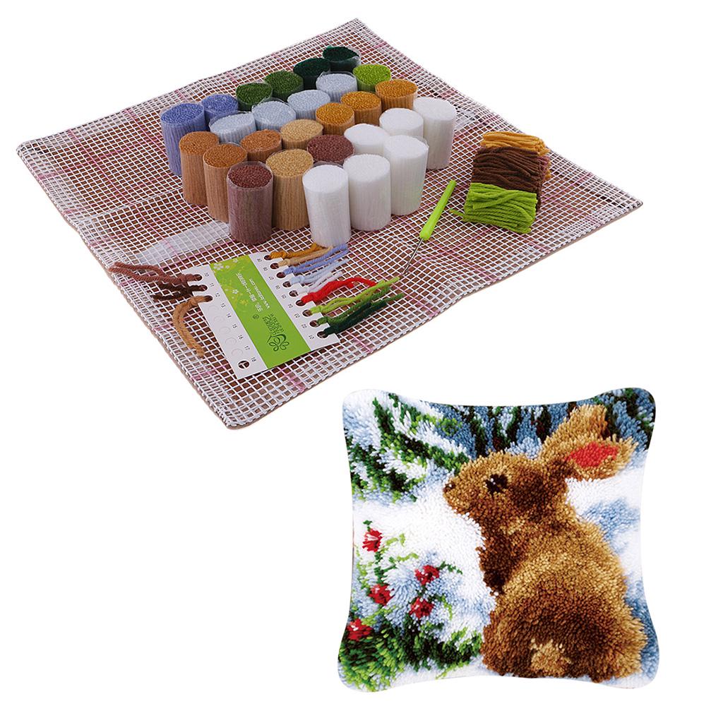 Acrylic Latch Hook Kit Craft Set Pillow Case Embroidered Rug Canvas Tool for Handicraft Beginners