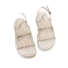 2025 Popular Sandals New Fashion Fairy Word with Sandals Pearl Outer Wear Soft-soled Casual Women's Shoes