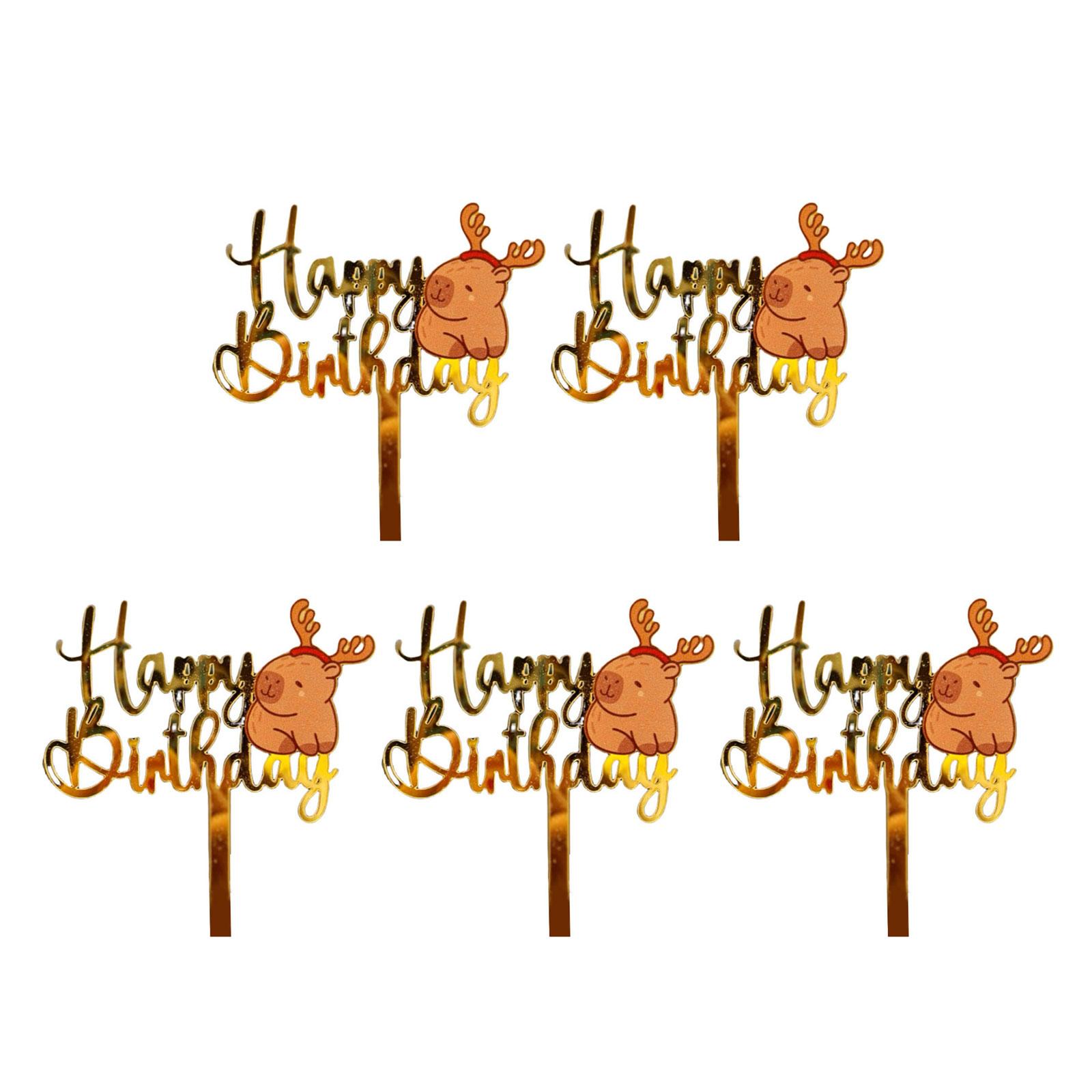 

5Pcs Acrylic Capybara Cake Topper Cupcake Ornaments Cartoon Animal Birthday Party Decoration for Kids Adults Enduring 3