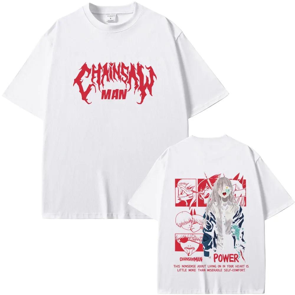 2026 Anime Chainsaw Man T-shirt Fans Gift Power Graphic T Shirts Men Women Manga Vintage Oversized Streetwear Male Fashion Streetwear