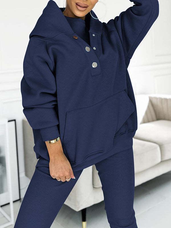 2024 Trendy Women's Sportswear: Hooded Sweatshirt, Ribbed Slim Vest, and Pants Set.