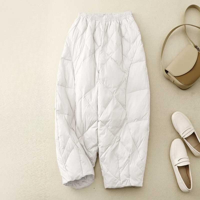 Winter New Outer Wear Loose Thin Solid Color Cotton Pants Casual Wide Leg Pants Nine Minutes Pants Tide