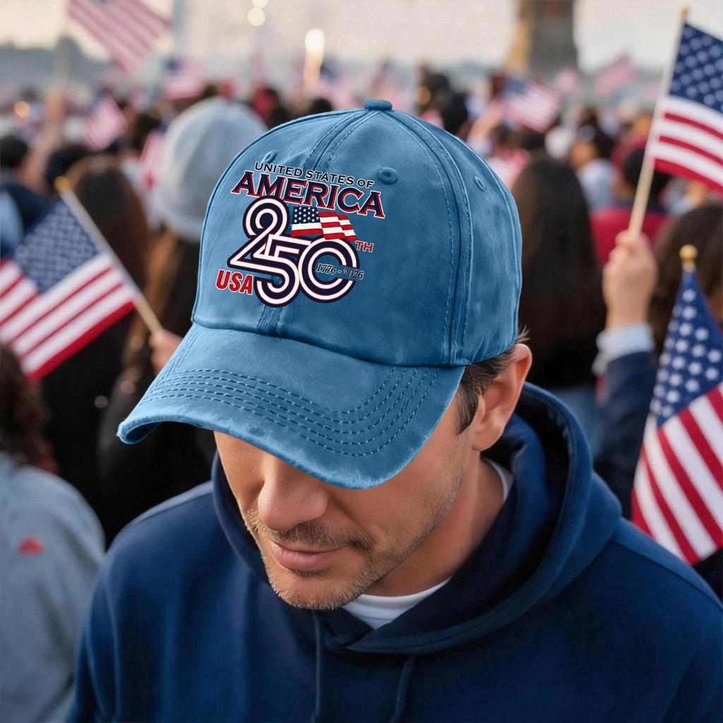 Men's and Women's Matching American 0th Anniversary Anniversary Embroidered Vintage Washed Baseball Cap