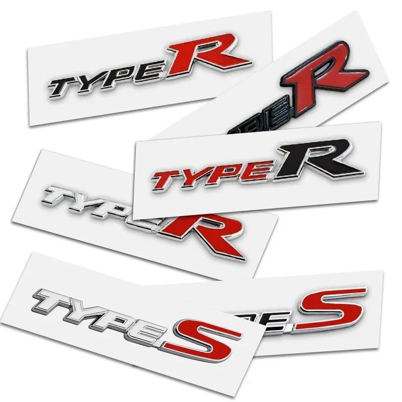 FIQ1 3D Metal Types Type S R Logo Letters Car Trunk Badge Decal For Honda S Fit City Civic Accord CRV HRV Emblem Sticker Accessories
