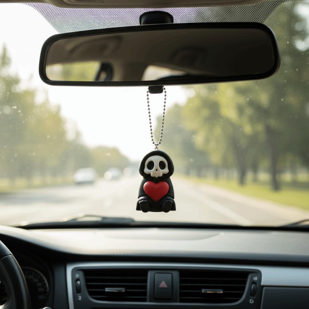 Black Grim Reaper Figure Miniature Halloween Pendant Skeleton Keychain Dashboard