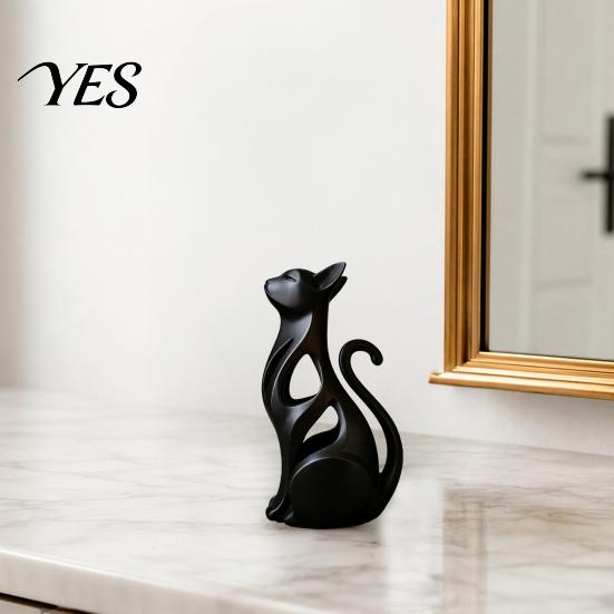 Desktop Cat Decor 3D Printed Hollow Figurine, Modern Abstract Sitting Kitten Statue, Artistic Design Animal Sculpture for Home Decoration, Gift Lovers