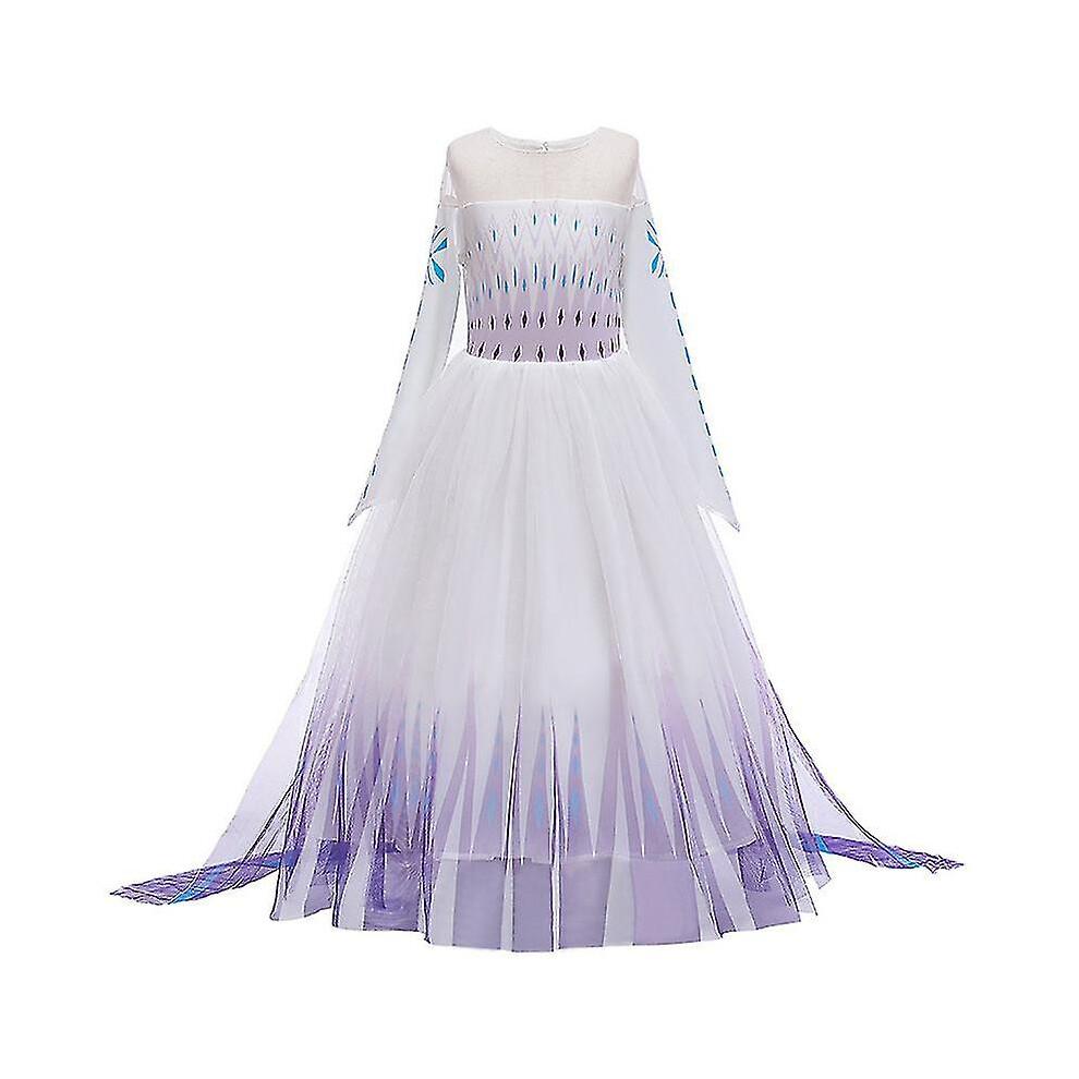 (Purple, 7-8 Years) Frozen 2 Queen Elsa Costume Kids Girls Party Princess Cosplay Fancy Dress-u