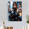 Confident Woman Motorcycle Wall Art Glossy Black Metal Decor for Home Office Christmas Gift
