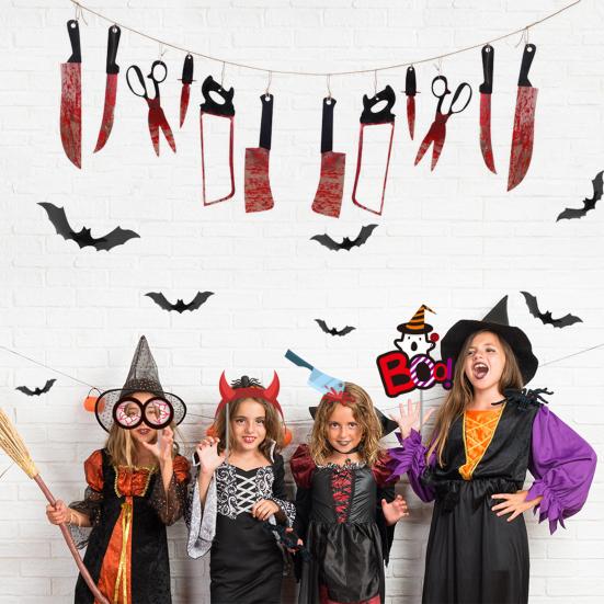 

3Pcs Halloween Banner Set Spooky Party Backdrop Scary Poster Waterproof Hanging Wall