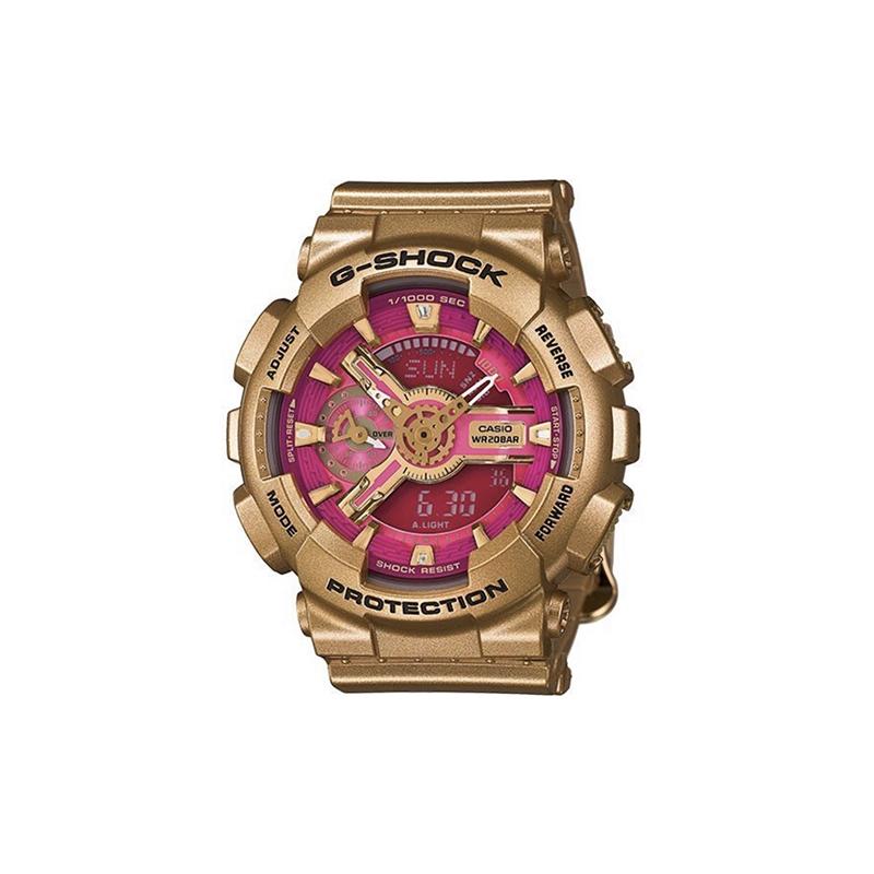 

Casio LCD/Pointer Dual Display Series Fashion Trend Sports Waterproof Quartz Movement Resin Strap Japanese and Korean Watch Women s GMA-S110GD-4A1 красный