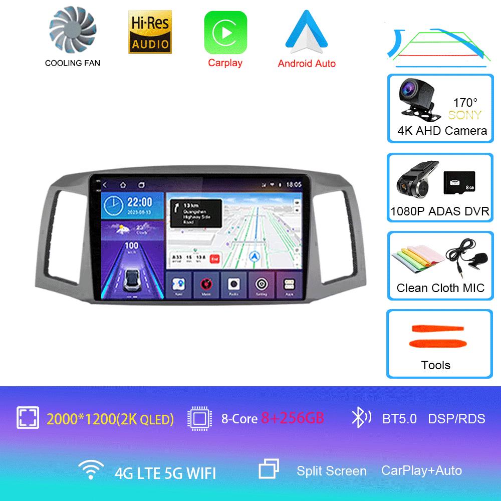 Android 14 Carplay Auto For JEEP Grand Cherokee WK 2004 2005 2006 2007 Multimedia Car Radio Navigation Player Video WIFI+4G DSP