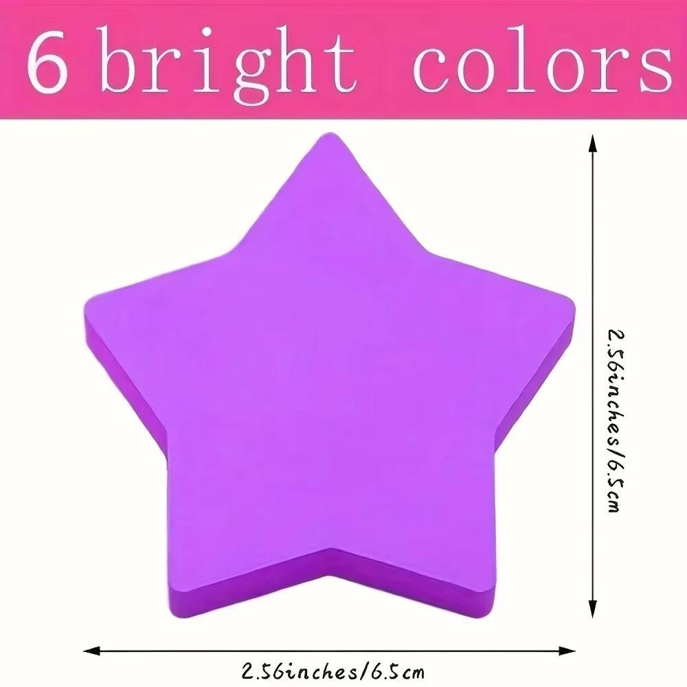 6pcs/set New Star-Shaped Sticky Notes Vibrant Colorful Mixed Color Notepads Notebook Creative School Supplies Study Office