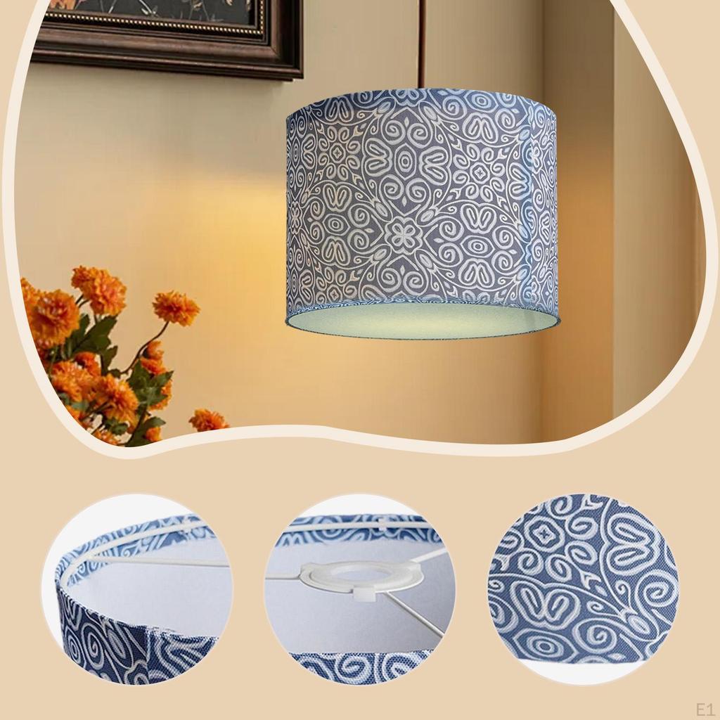 Drum Lamp Shade Only Lampshade Retro Design Blue Cloth Floor/Table/Hanging Round