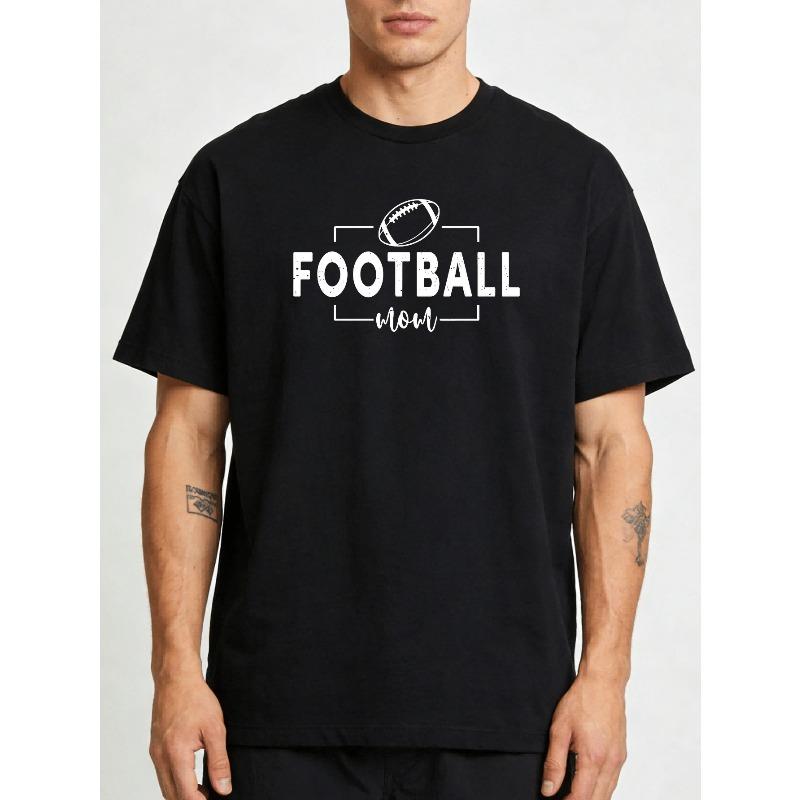 

European sizes Men s T-shirt, Soccer Design, Player Silhouette with FOOTBALL Letters, Casual Round Neck Short Sleeved T-shirt 4XL чорний