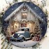 1pc, Round Aluminum Sign (8" X 8"), Christmas Eve Cabin and Car Decoration, Wreath Centerpiece, Wreath Sign, Round Metal Sign