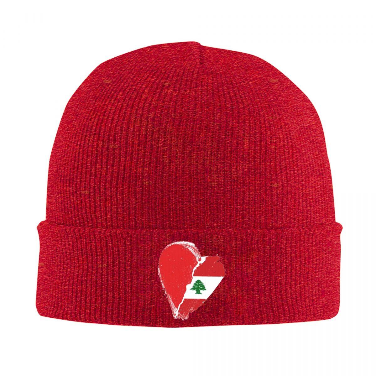 

I Heart Lebanon Lebanese Flag Warm Knitted Cap Fashion Bonnet Hat Autumn Winter Outdoor Beanies Hats for Unisex Adult One Size