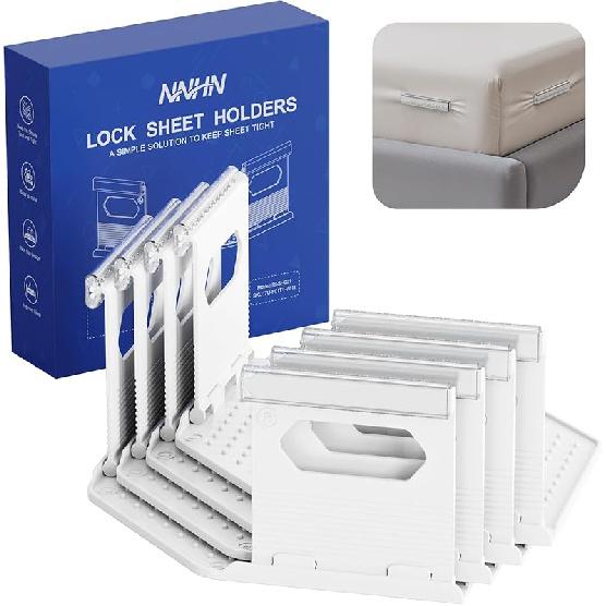 Lock Sheet Holders Keep Sheets Firm & Tight, Heavy Duty Bed Sheet Holder Straps for Corners, No More Loose Sheets or Wrinkles, Strong Grip Universal