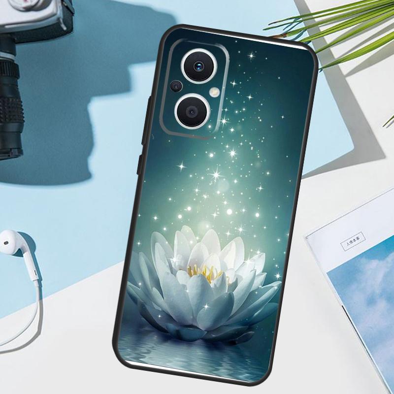 Lotus Blue White Flowers Cover For OPPO Reno 14F 13F 12F 11F 8T 7 8 Lite 10 11 12 13 14 OPPO Find X9 X8 X5 X6 Pro Case