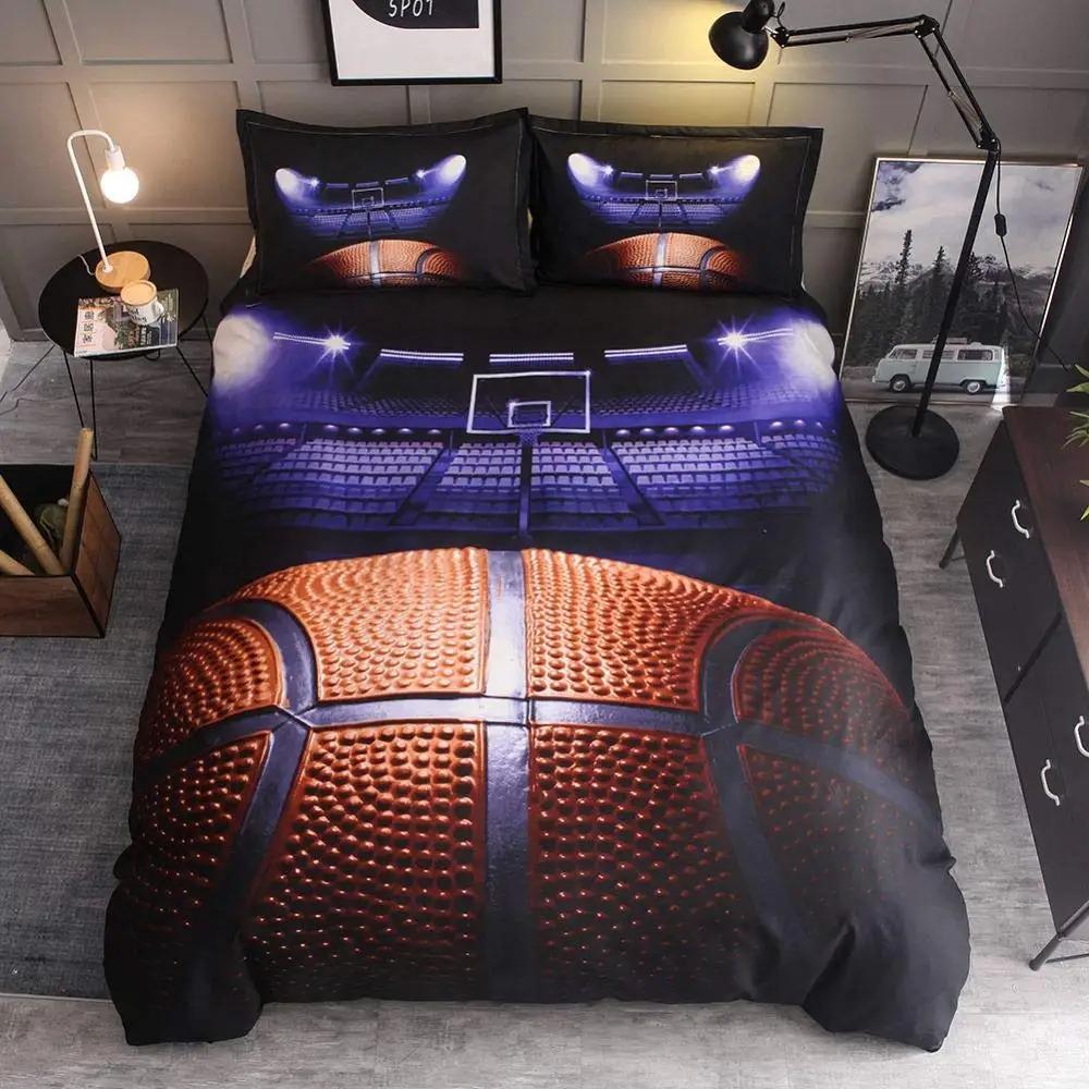 Basketball Duvet Cover Set Queen,Sports Gaming Comforter Cover For Boys Girls,Black Graffiti Bedding Set Sports Bedspread Cover