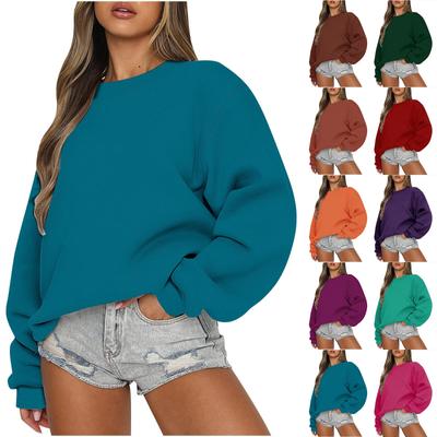 Women Autumn Winter Tops Women's Long Sleeve Sweatshirt Casual Crewneck Loose Fit Pollover Fleece Tops