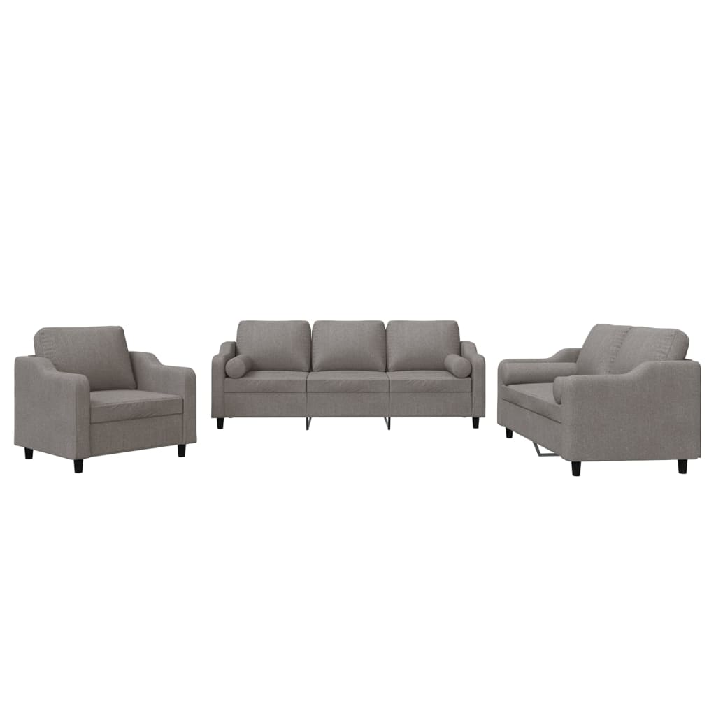 Vidaxl 3-Cz. Relaxation Set With Cushions, Taupe, Fabric