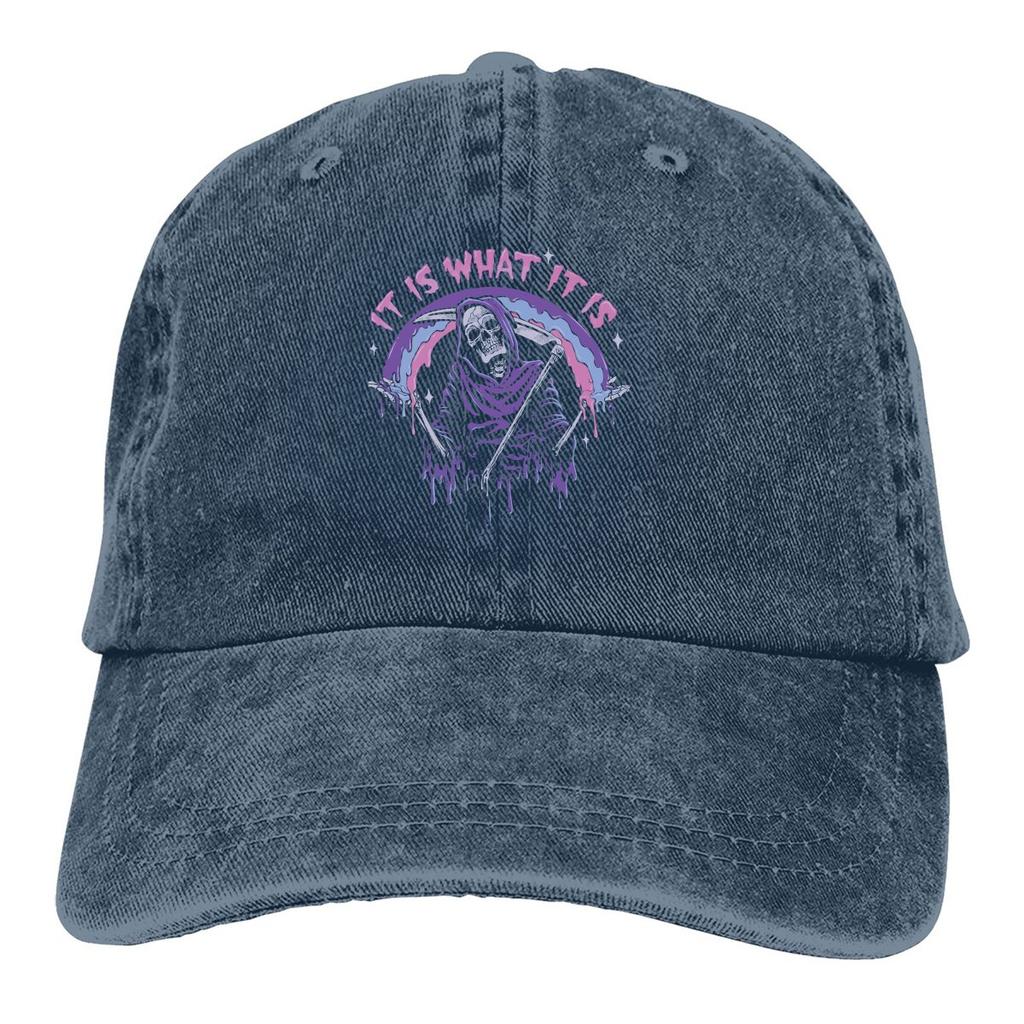 Death It Is What Pastel Goth Grim Reaper Drip Baseball Cap Men Hats Visor Protection Snapback Mexican Skull Santa Muerte Caps