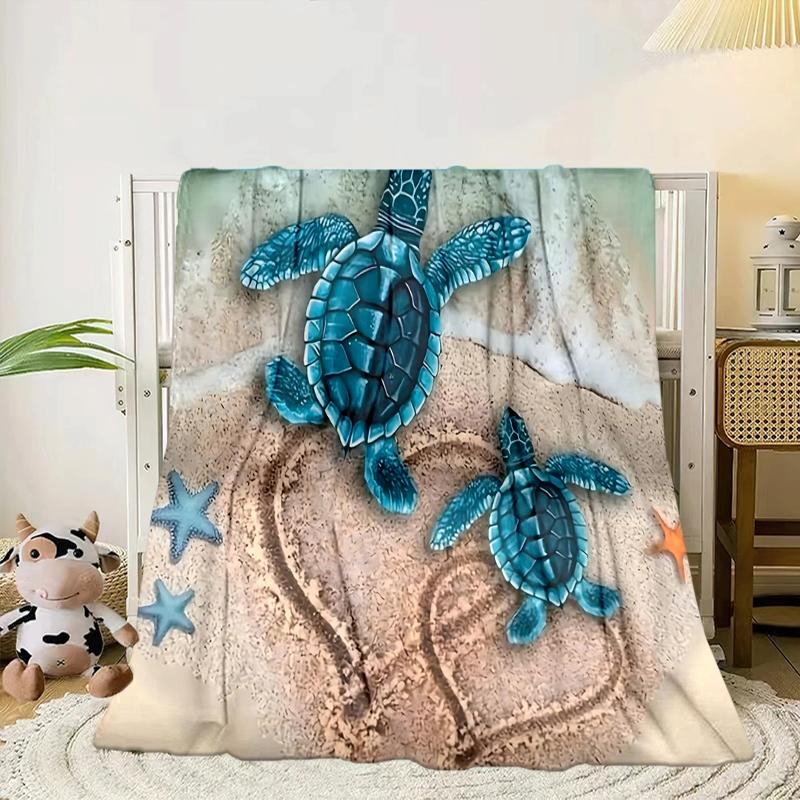 Ocean Love Turtles Blanket Flannel Blanket for Bed, Sofa, Camping, Hiking, Picnic Essentials, Gift for Family Fan Gifts