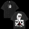Naruto Jiraiya Anime Vintage Washed T-Shirt Men Women Legendary Sannin Toad Oversized Anime Streetwear Short Sleeve High Quality Female Male Clothing