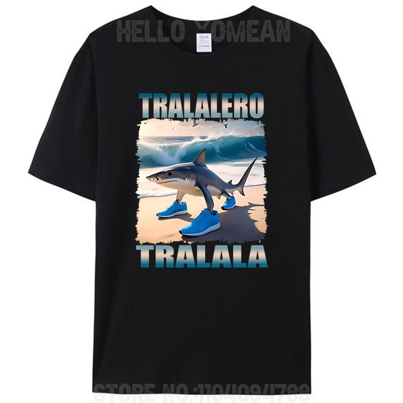 Tralalero Tralala Maglietta Bootleg Italian Brain Rot Funny Meme T-Shirt Graphic Vintage 100% Cotton Summer Unisex Y2k Tee Tops