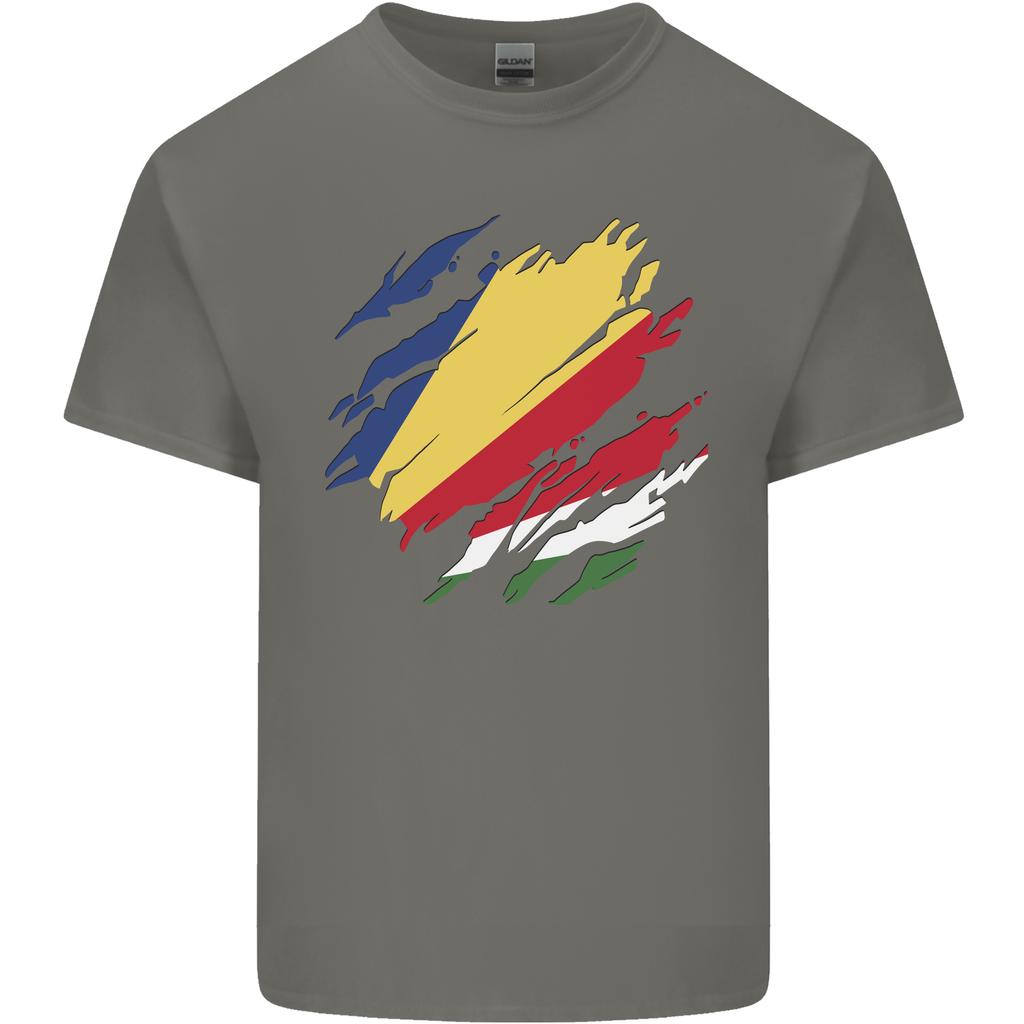 Torn Seychelles Flag Seychellois Day Football Unisexs Light Cotton TShirt