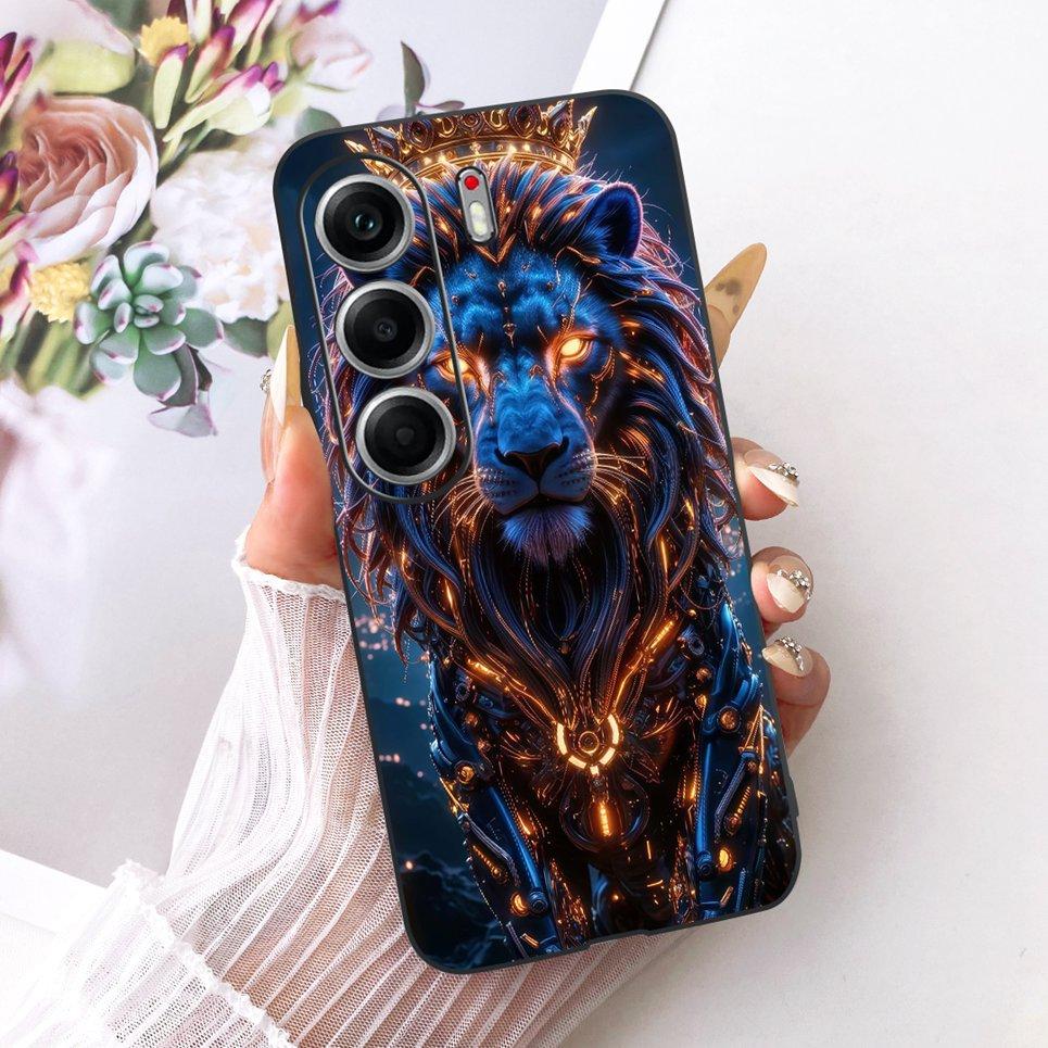 Hülle für Tecno Camon 40 Pro CM7 CM6 Handyhüllen für Camon 40 4G CM5 Niedliche Cartoon-Tiere Cooler Drache Löwe Weiches TPU Schwarze Abdeckung